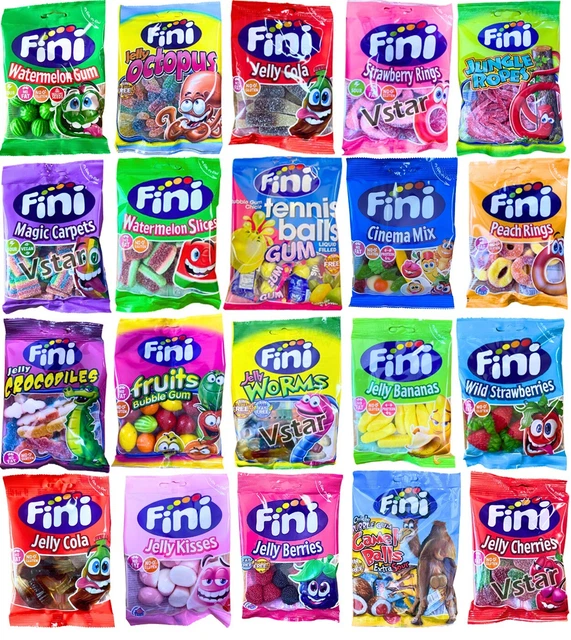 FINI HALAL FIZZY Fruit Gummy Jelly Sweets Packs 75g Perfect Kids Gift £