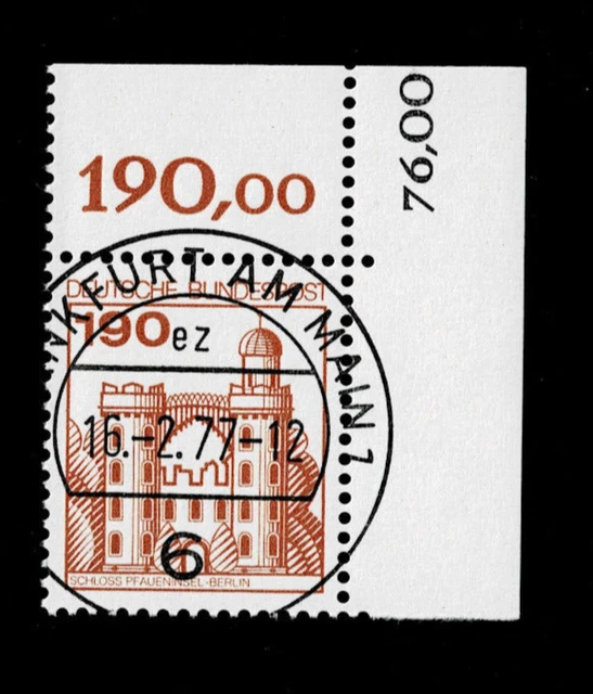 BRD/BUND  1977 Mi-Nr. 919 Ecke 2 - KBWZ - EST Ersttag - Vollstempel Gummi