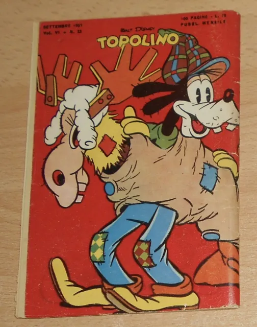 Ed.mondadori  Serie  Topolino   N°  33  1951  Originale  !!!!! 2