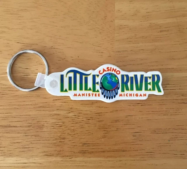 Vintage Keychain LITTLE RIVER CASINO Key Ring Fob MANISTEE, MICHIGAN USA Made