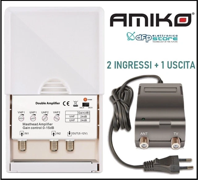 Amplificatore Antenna TV Da Palo Con Filtro 5G | Guadagno Regolabile Fino A 42dB | Per Migliorare Il Segnale DTT