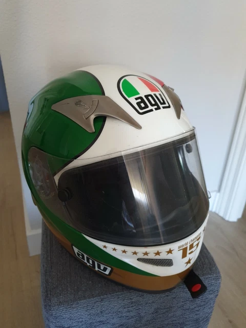 agv ago replica helmet 2021 Valentino Rossi Signed Rare Yamaha MotoGp Extra Quick Release System (XQRS) Ti Tech Agv Ago Replica