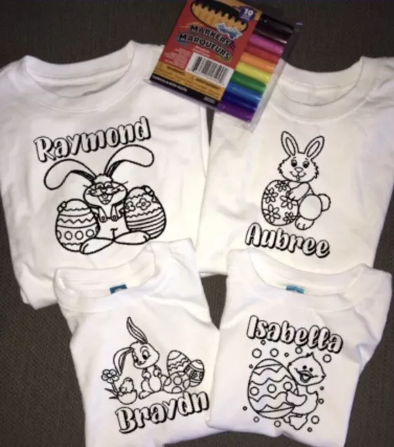 T-shirts colorants de Pâques personnalisés pour enfants, vacances NEUF fille garçon sur mesure