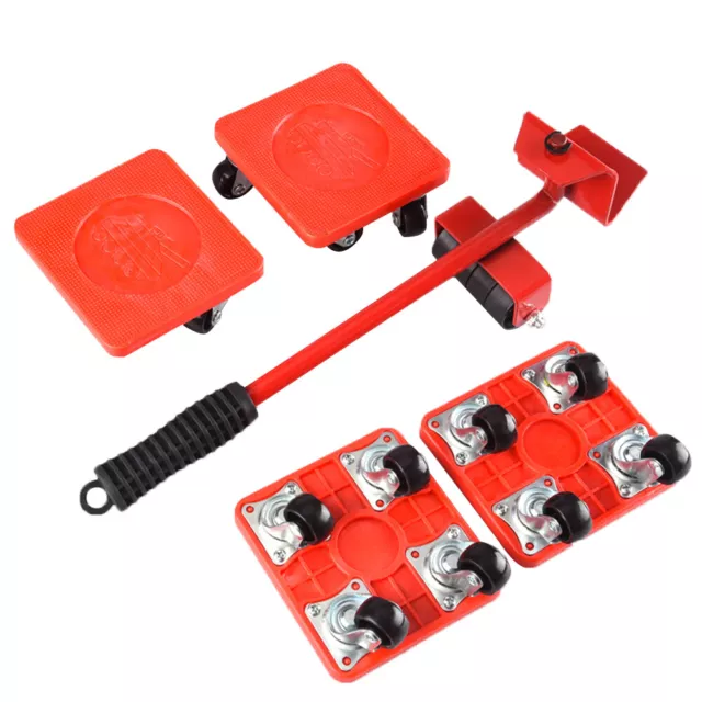 5pcs Furniture Mover Tool Set Furniture Transport Lifter Stuffs Roller Wheel Bar