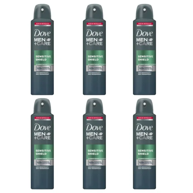 6Pz Dove Men Care Sensitive Shield Deodorante Corpo Spray 150Ml