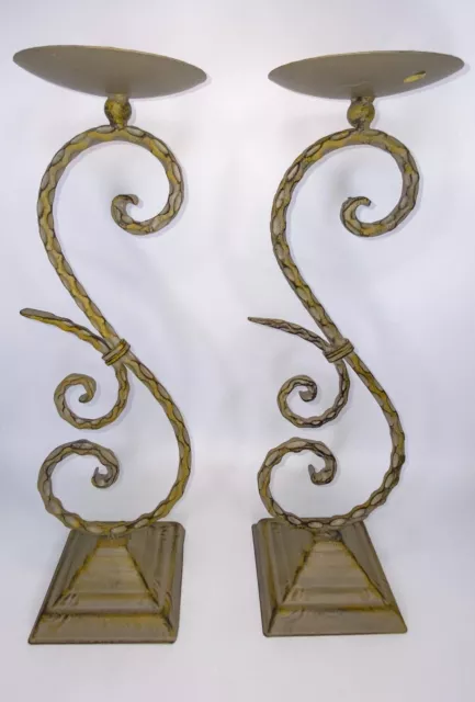 Celebrating Home 2pc Set Venetian Candle Holders 17" Tall Antique Patina Finish