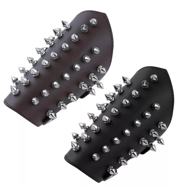 Unisex Faux Leather Metal Spikes Gauntlet Wristband Armband  Bracers Cuff Guards