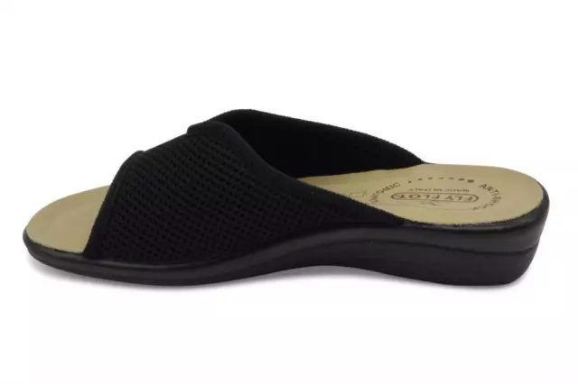 Ciabatta fascia ciabatte tessuto elastico donna Fly Flot nero casa antiscivolo