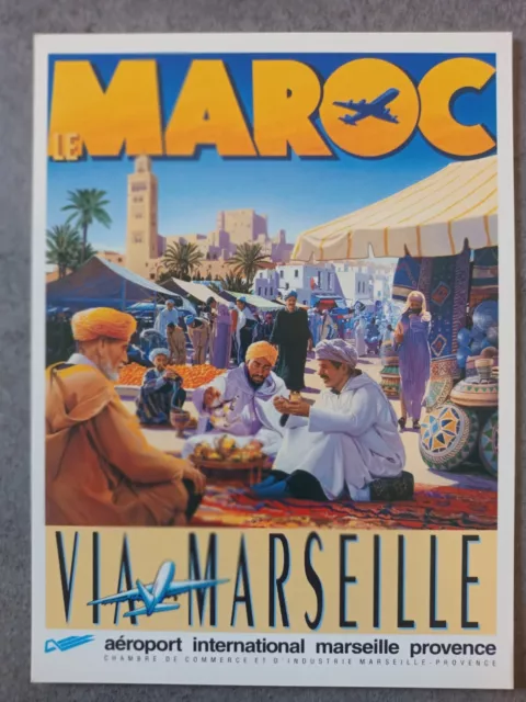 (CP098) Carte affiche Illustrateur Le Maroc via Marseille
