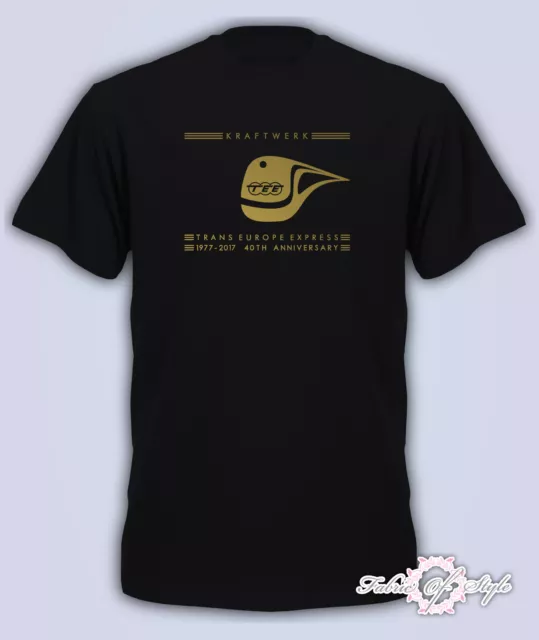 40th Anniversary KRAFTWERK Trans EUROPE EXPRESS Retro Mens T-Shirt Black Gold