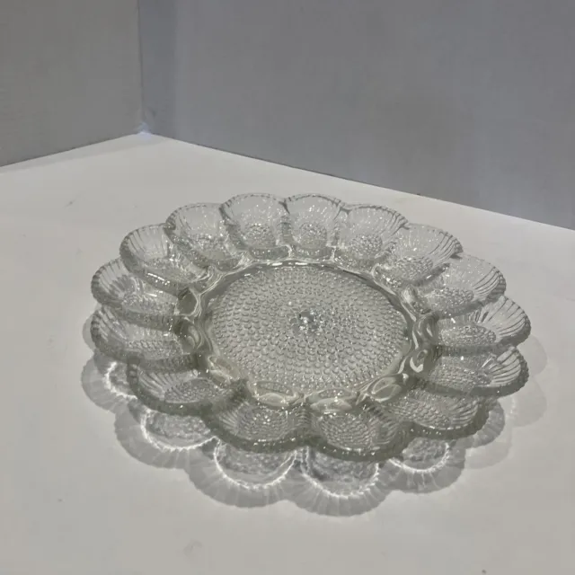 Vintage Indiana Glass Hobnail Deviled Egg Plate Relish And Egg Plate Clear 11”