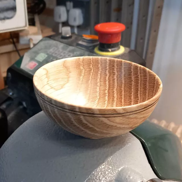 Small English Oak Turned Wooden Bowl, 8cm diameter, handmade rustic dish natural