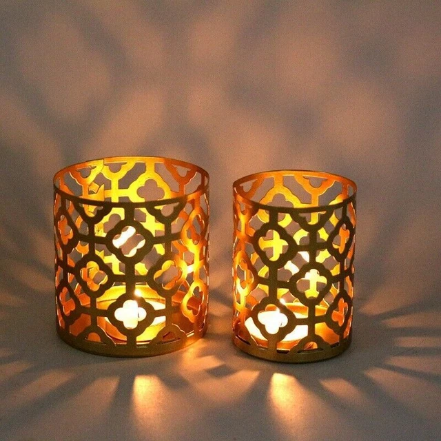 Hollow Gold Candle Holders Table Metal Candlestick Stand Home Decor Party
