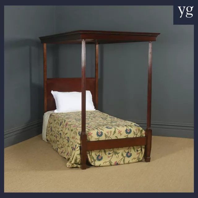 English Edwardian Mahogany 3ft Four Poster Bed by Heals of London