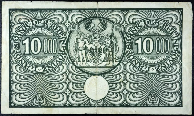 DÜSSELDORF 1923 "Landesbank der Rheinprovinz" 10,000 Mark Inflation Notgeld