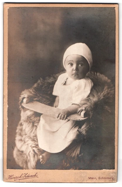 Fotografie Heinrich Zdenek, Mähr. Schönberg, Portrait süsses Kleindkind mit wei