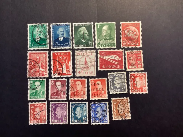 Norway Stamps Mixed Lot of 21 Used NH.