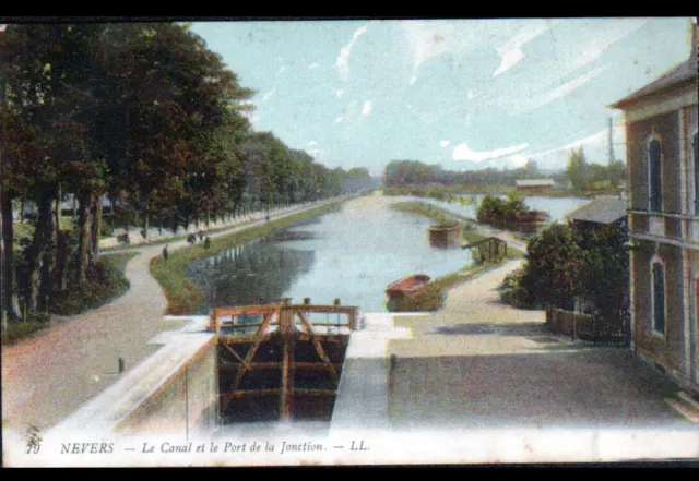 NEVERS (58) ECLUSE au CANAL & PORT de la JONCTION en 1914