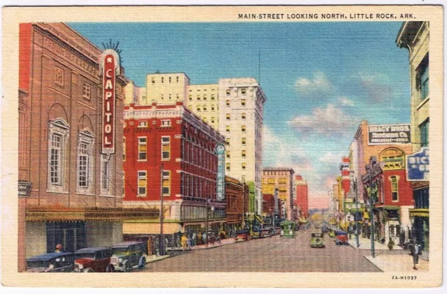 Postcard Main Street Looking North Little Rock Arkansas