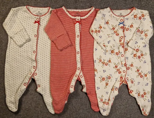 Next Baby girls Sleepsuit bundle Newborn 7.8lb floral spot stripe  babygrow 211