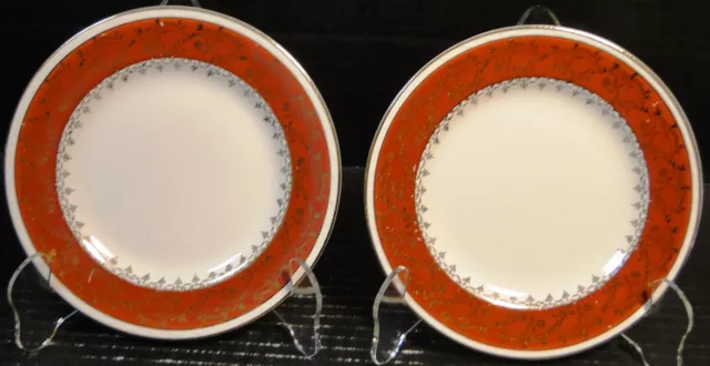 Homer Laughlin Craftsman Formal Rust Red Bread Plates 6 1/4" Set of 2 Excellent