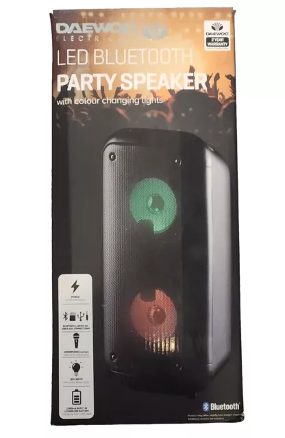 Daewoo 20W Rechargeable Bluetooth Party Speaker Colour Changing Lights Led