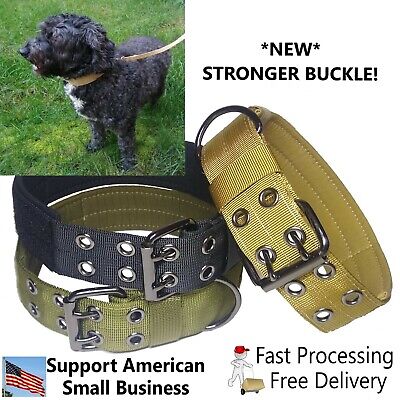 Large Heavy Duty Nylon Dog Collar w/ NEW Stronger Metal Buckle Tactical Military