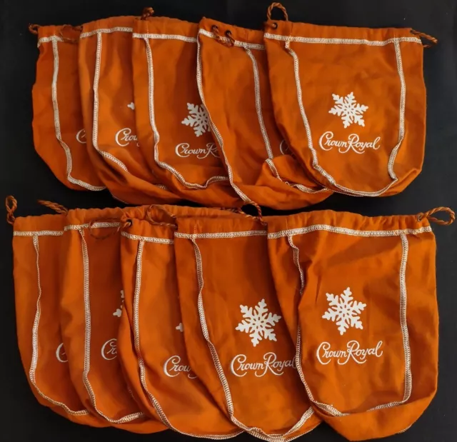 Ten (10) Crown Royal Salted Caramel 9 Inch Bags - Limited Edition With Snowflake