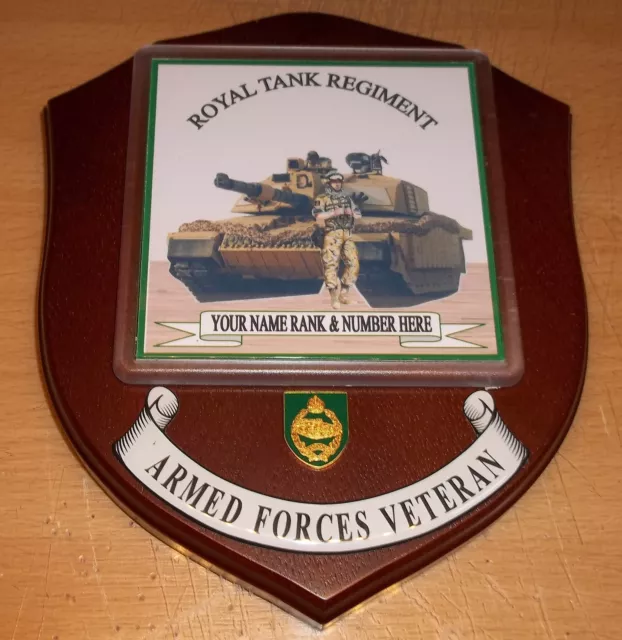 Royal Tank Regiment Veteran Wall Plaque with your name, rank and number.