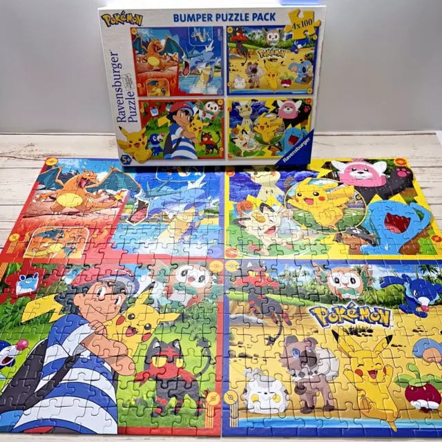 Pokemon Jigsaw Puzzle Ravensburger 4 In 1 Complete Set 400 Piece Board Game Xmas