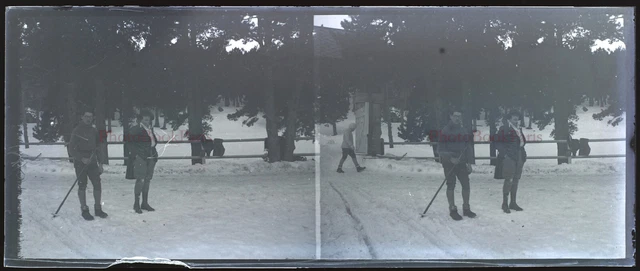 Snowy Landscape Ski France c1930 NEGATIVE PHOTO Stereo Glass Plate VR22L3n