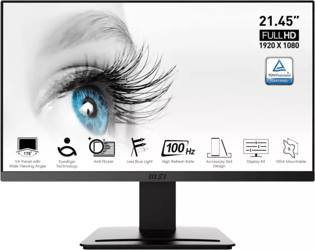 MSI PRO MP223 22.3 Inch Monitor, Full HD (1920 x 1080), 100Hz, VA, 4ms, Refurb