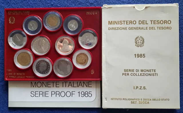 Monete Italia-Serie Divisionale Proof 1985 - 2 Monete In Argento Fondo Specchio