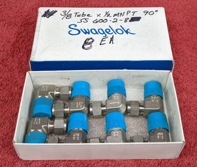 8 New Swagelok SS-600-2-8 Stainless Steel 3/8" Tube X 1/2" MNPT Elbow
