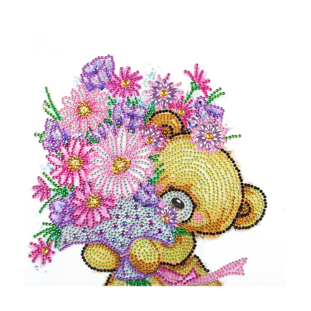 Partial Drill Special Shape Cartoon Bear Rhinestone Drawing Kit Home Decoration