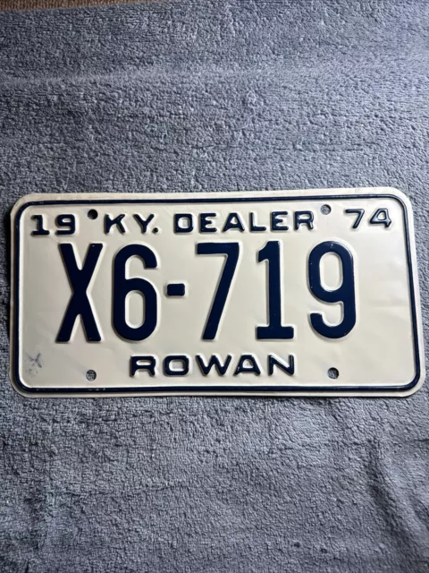 1974 Rowan County Kentucky Dealer License Plate X6-719