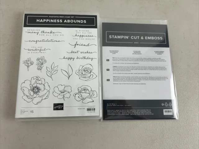 Stampin' Up! Estampillas HAPPINESS ABUNDA, muere FLORECIENTE FELICIDAD