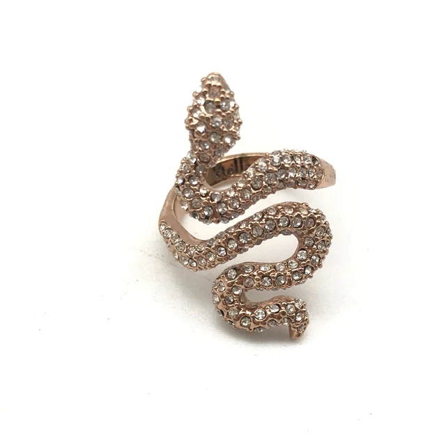 Stella & Dot Rose Gold Plated Crystal Rhinestone Snake Band Ring Size 6