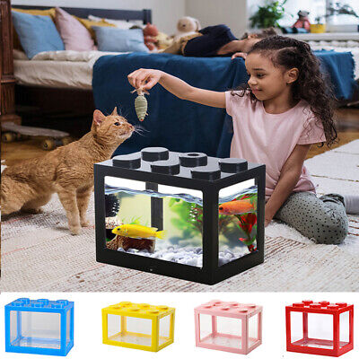 Desktop Mini Fish Tank Small Goldfish Aquarium Home Decor Kid Gift Office Decor-