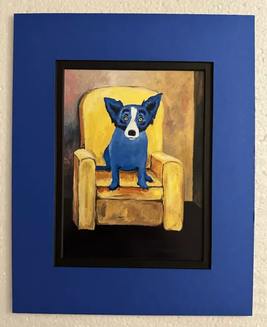 GEORGE RODRIGUE'S BLUE DOG " My Yellow Chair “ Postcard Size Double Matted