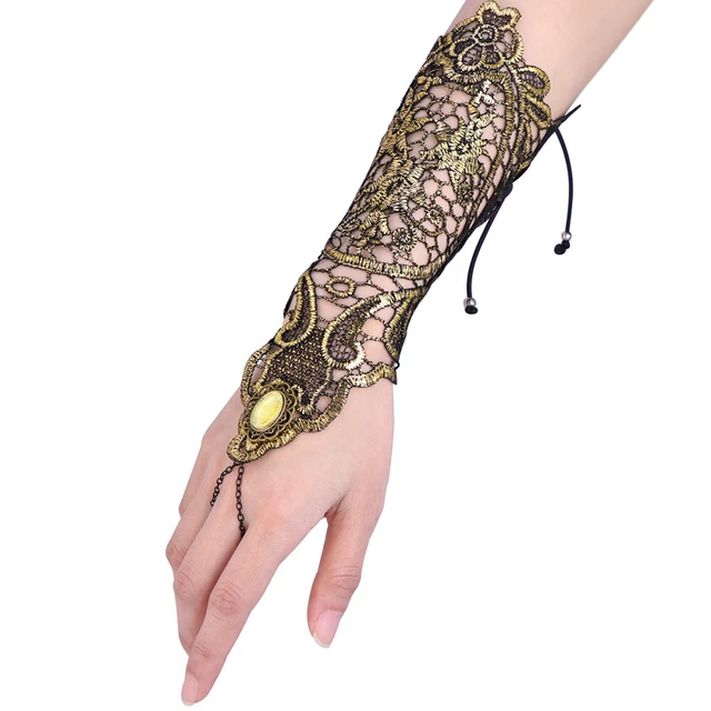 FENICAL 1PC Klassische Spitze Armband Handschuh Damen Mädchen Elegant mit Ring (