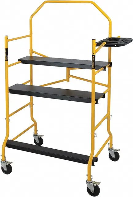 5 Foot High Foldable Lightweight Mobile Scaffolding Platform with Safety Rails,