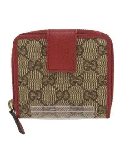 GUCCI GG Canvas Round Zipper 2 Fold Wallet Canvas BRW Full Pattern Women's 34605