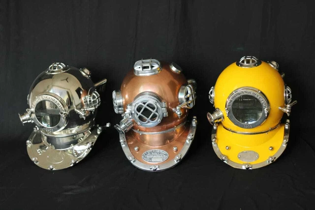 Vintage Riproduzione Immersione Casco Lotto Di Tre Premium Antico