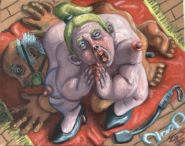 Tableau Jean-Louis Godjo daté 1992 Personnages