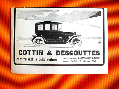 PUBLICITE DE 1926 COTTIN DESGOUTTES  CAR ALPINS PLM TRANSPORTS FRENCH AD PUB 