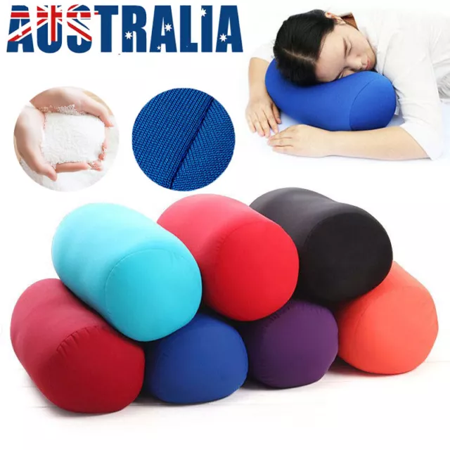 Roll Pillow Home Seat Head Rest Neck Support Travel Micro Mini Microbead Cushion
