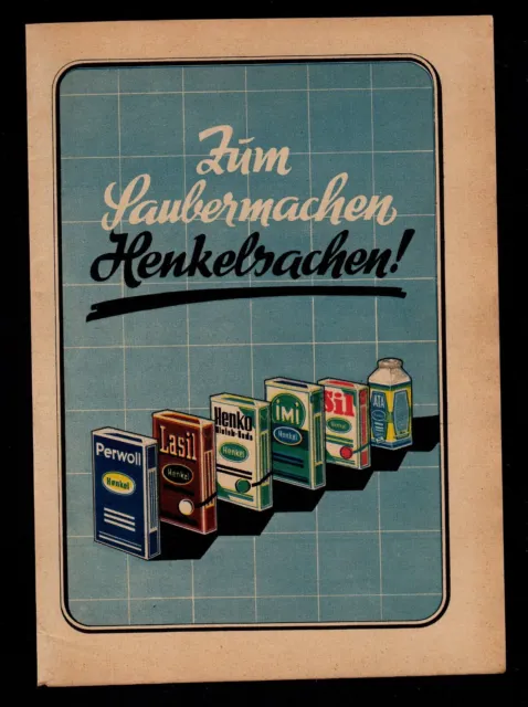 3w7247/ Alte Reklame von 1949 – Zum Saubermachen – HENKELsachen!