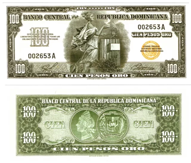 r Reproduction Paper - Dominican Republic 100 Pesos Oro 1959 Pick #84   1833R