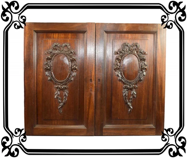 Pair of Antique French Hand Carved Louis XVI style Door Panel